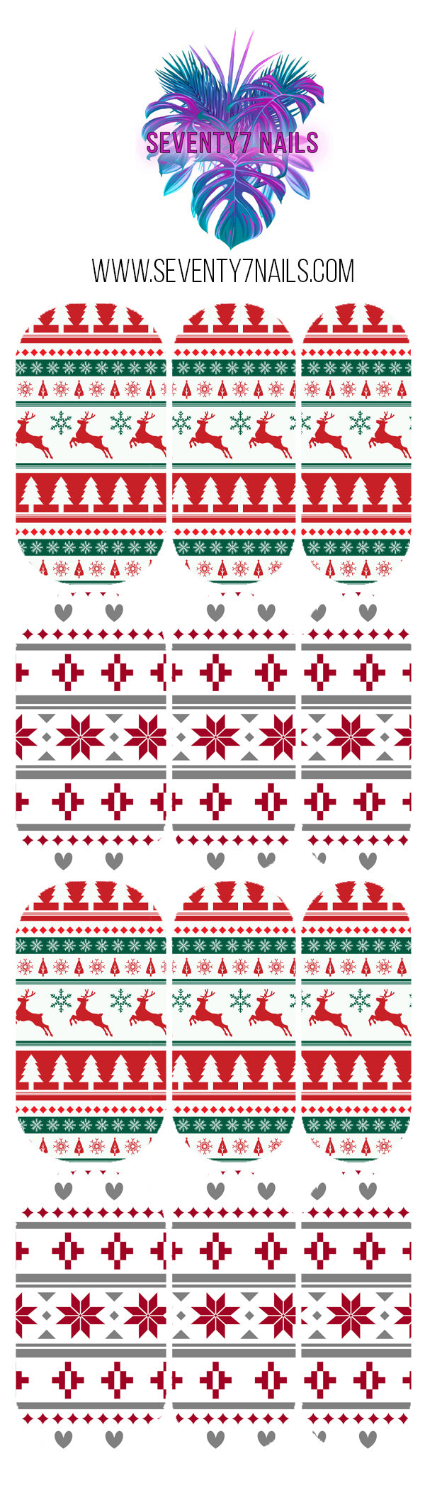 Waterslide Nail Decals - Red and Green Sweater - Seventy7 Nail Decals