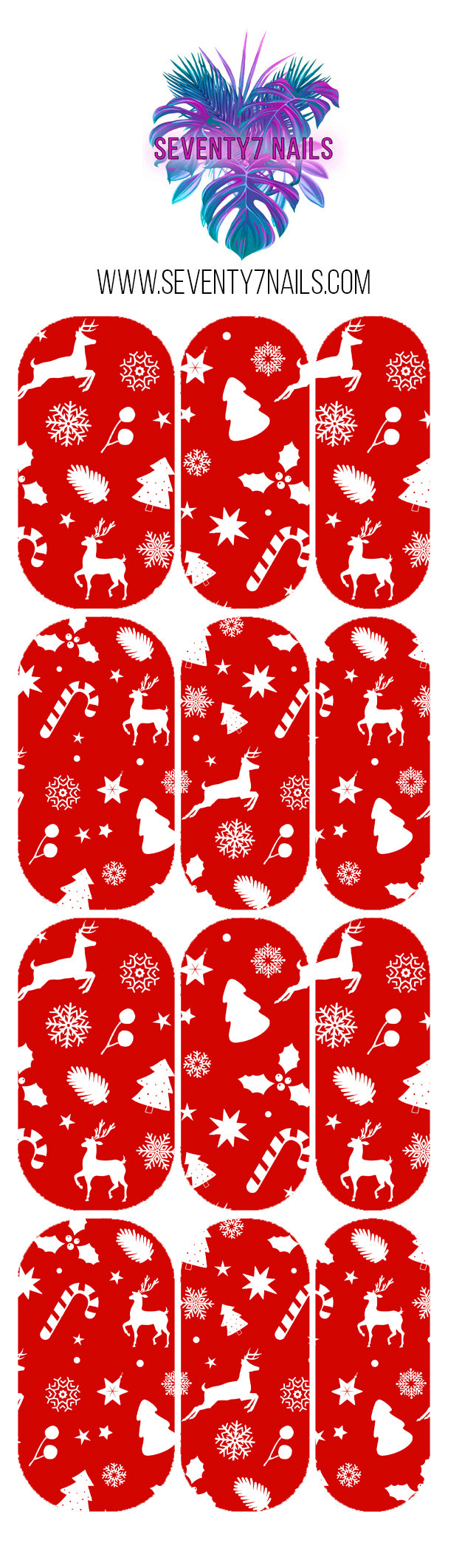Waterslide Nail Decals - Red Holiday Pattern