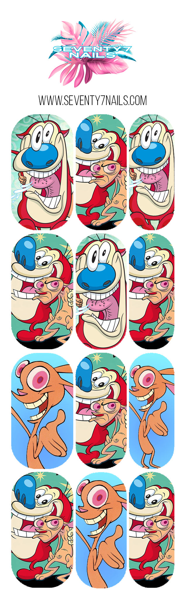 Waterslide Nail Decals - Ren & Stimpy
