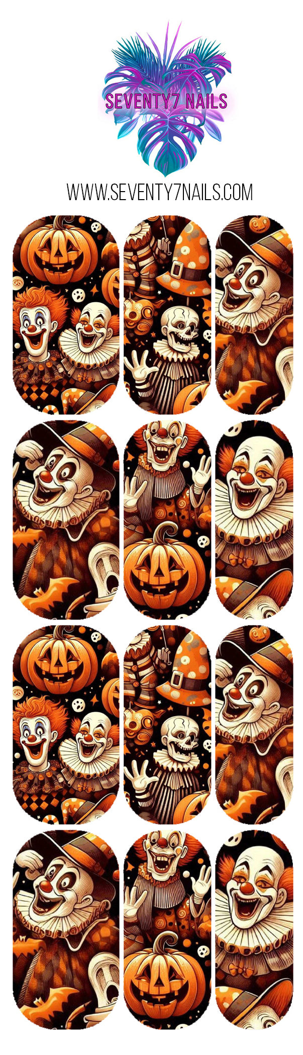 Waterslide Nail Decals - Retro Clowns