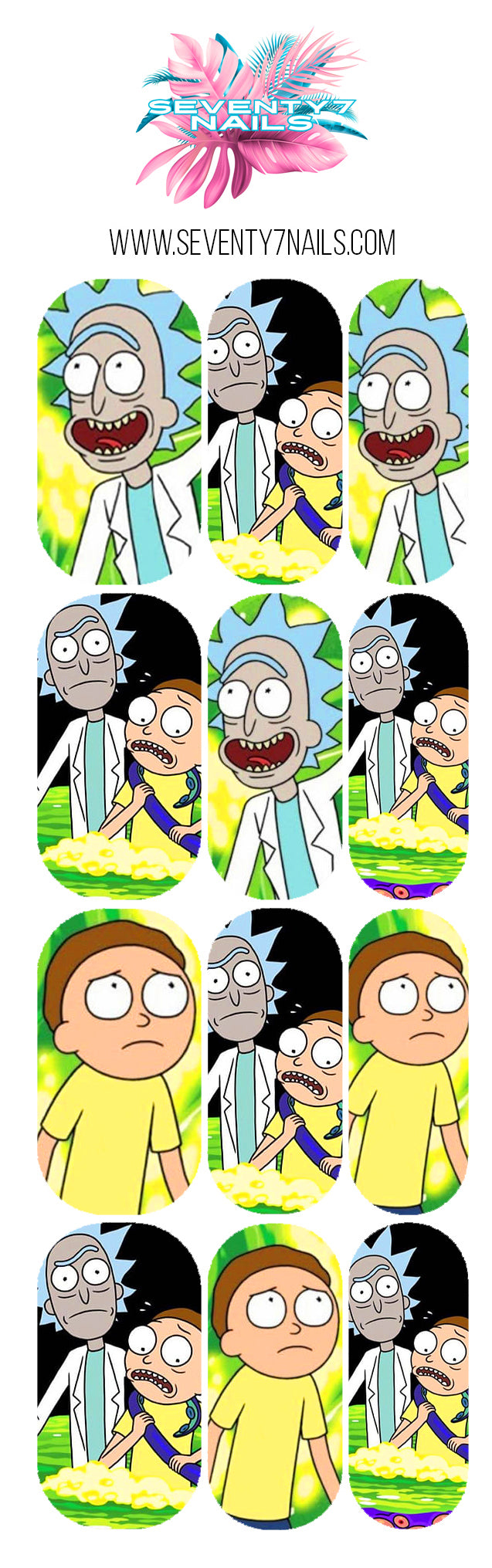 Waterslide Nail Decals - Rick & Morty