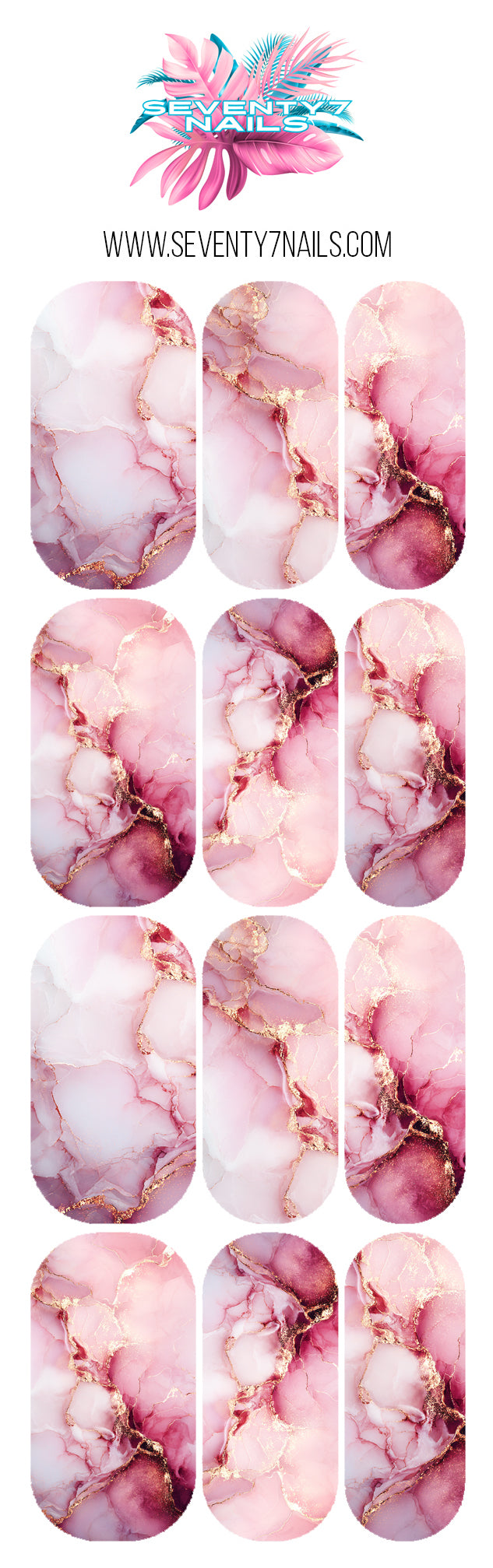 Waterslide Nail Decals - Rose Quartz