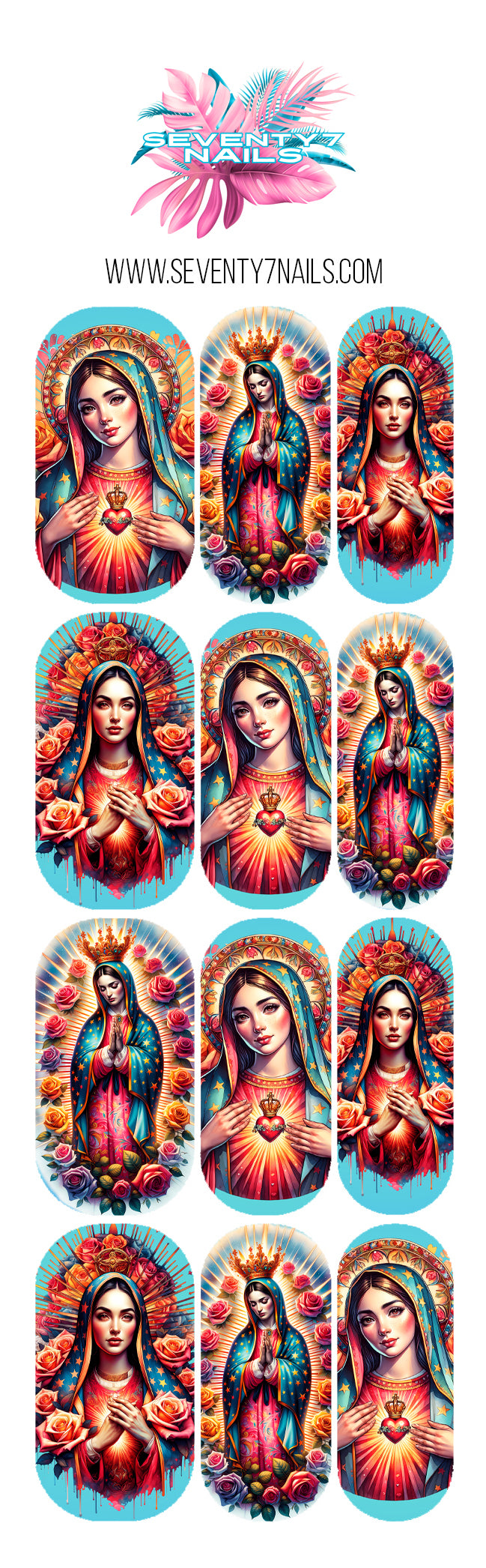 Waterslide Nail Decals - Sacred Heart