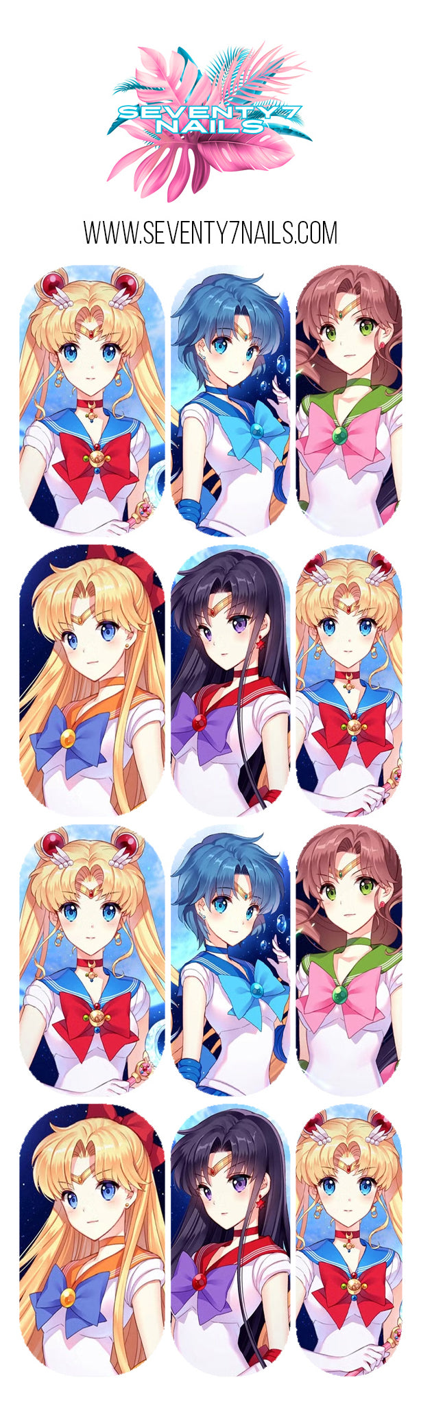 Waterslide Nail Decals - Sailor Moon
