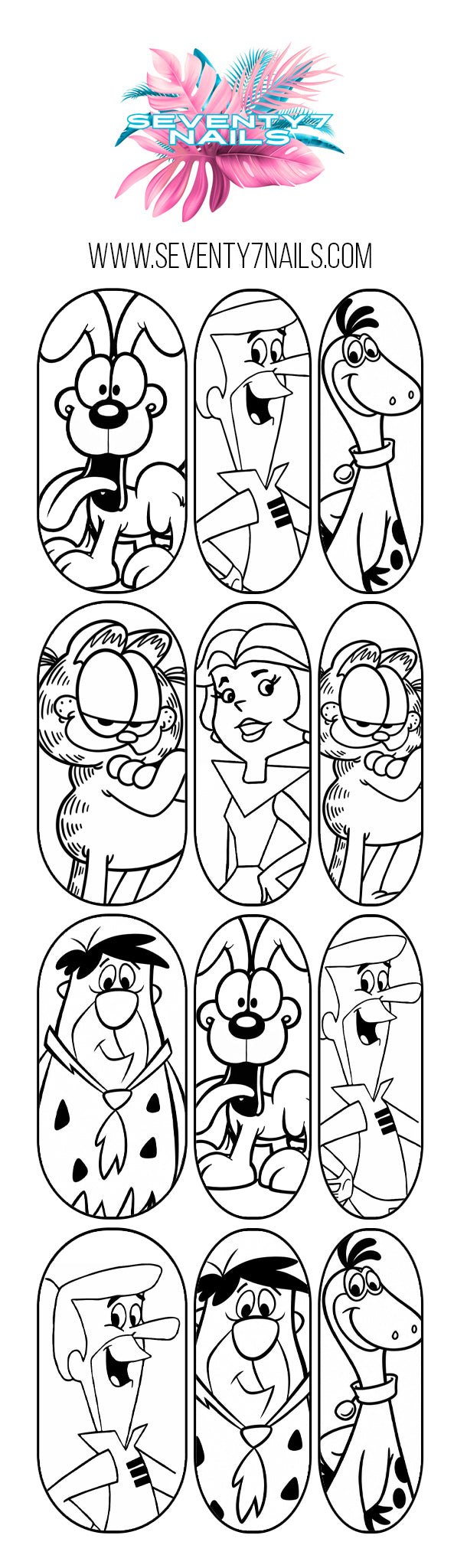 Saturday Morning Cartoons Vol 1 | Outline Nail Decals