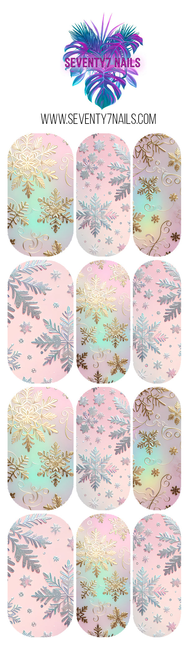 Waterslide Nail Decals - Chromatic Snowflakes