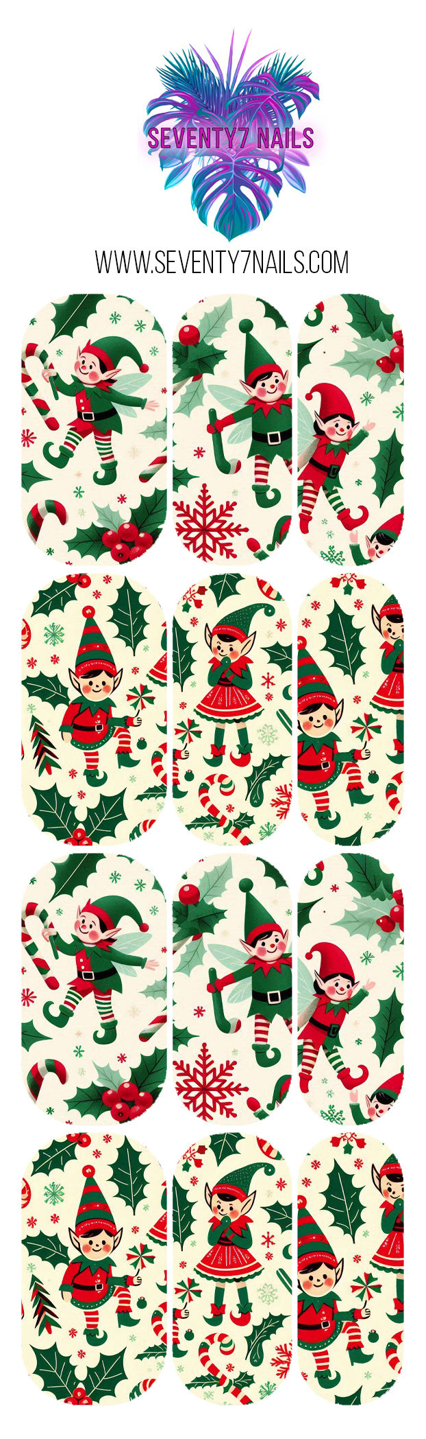 Waterslide Nail Decals - Vintage Elves