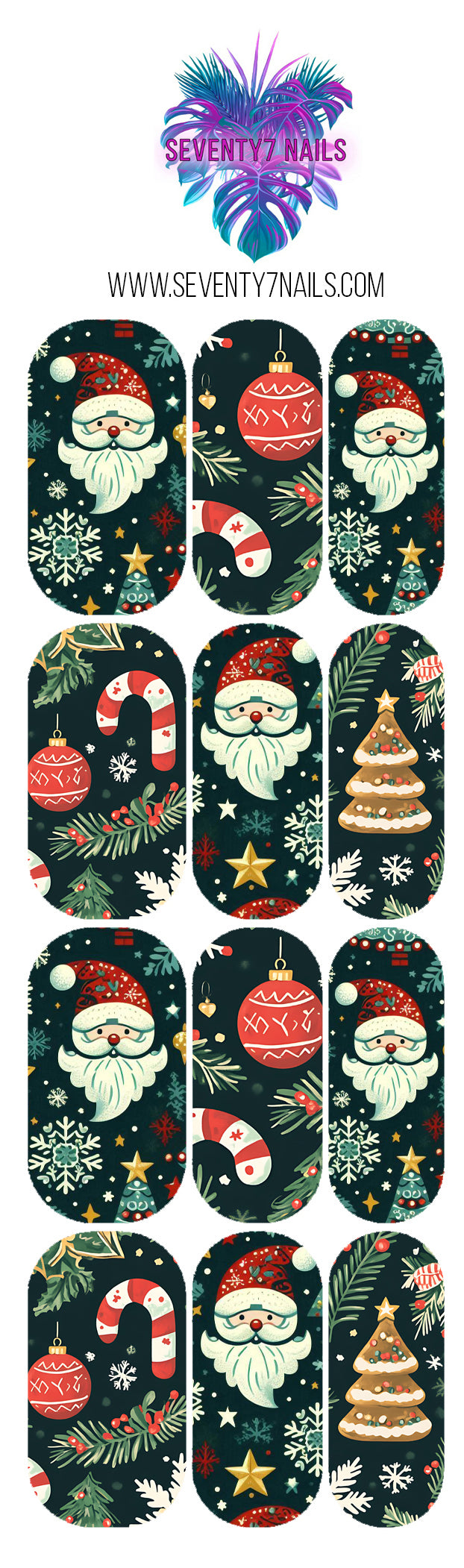 Waterslide Nail Decals - Vintage Santa