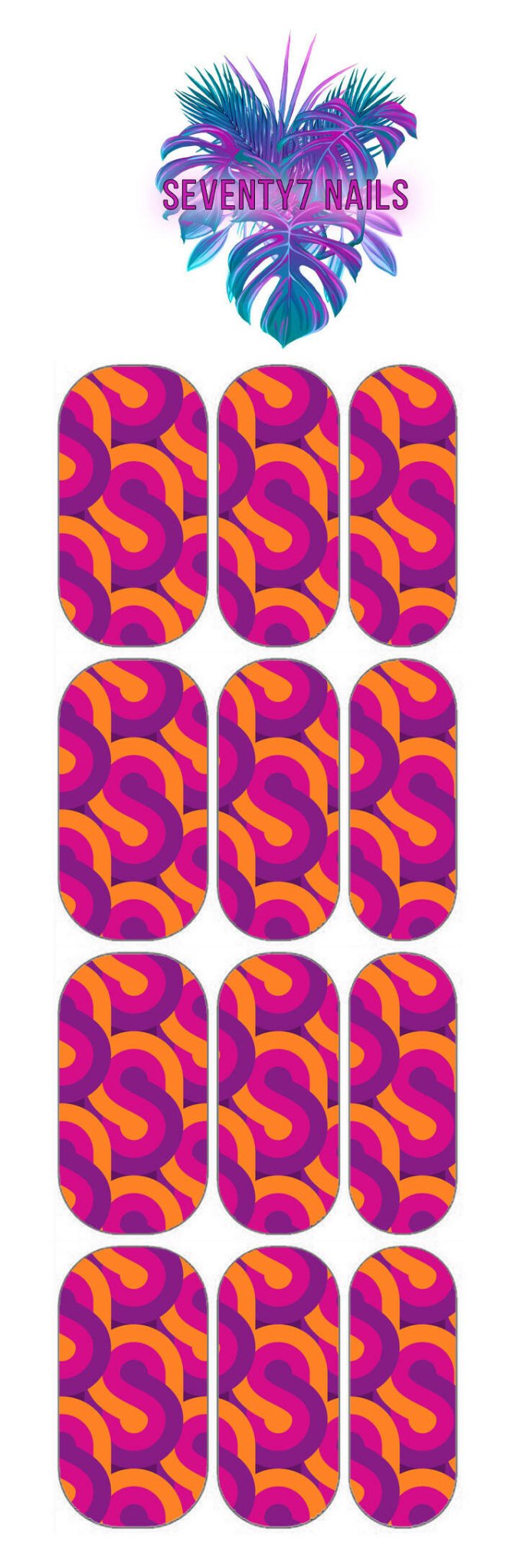 Waterslide Nail Decals - 70s Pink Waves - Seventy7 Nail Decals