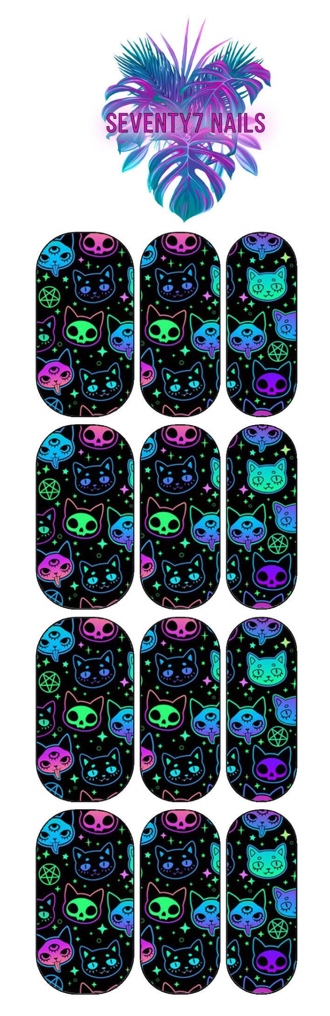 Waterslide Nail Decals - Alien Cats - Seventy7 Nail Decals
