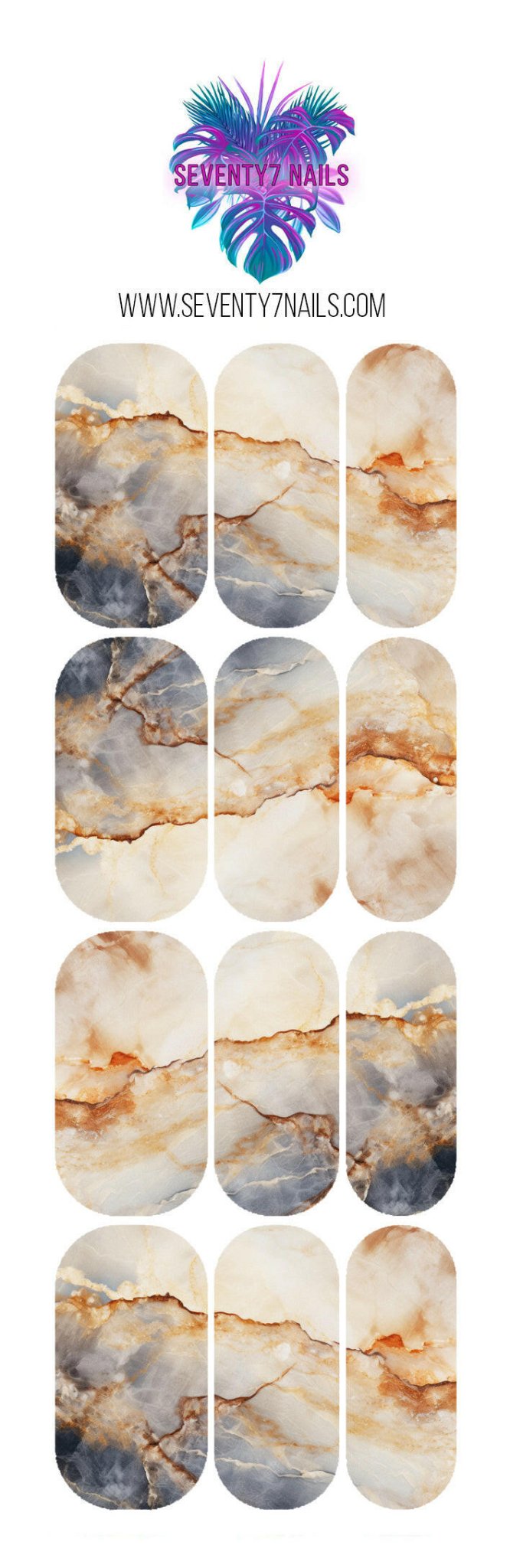 Waterslide Nail Decals - Amber - Seventy7 Nail Decals