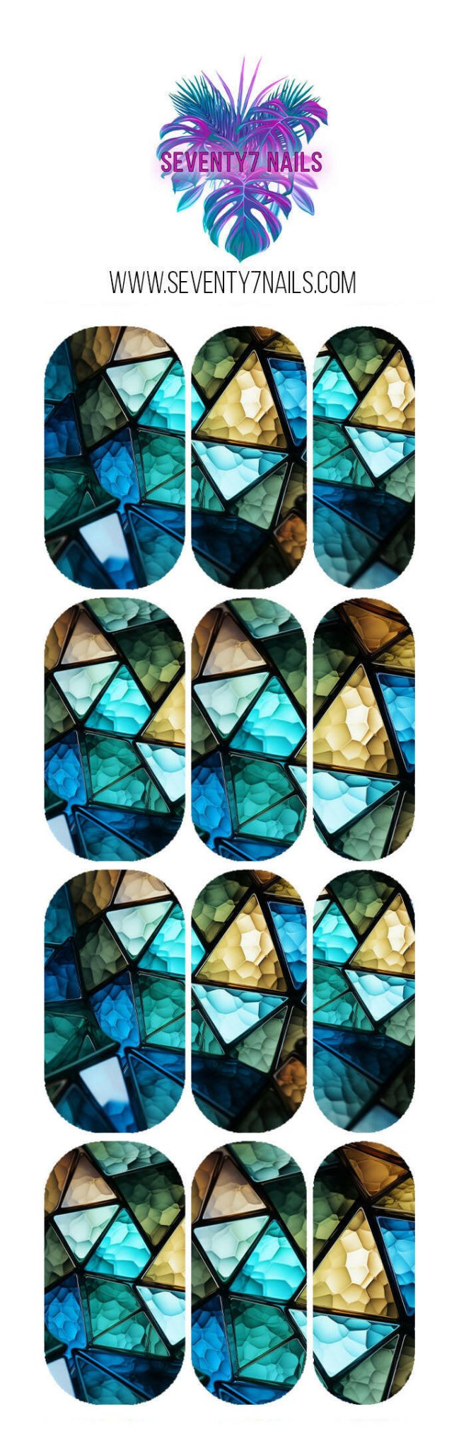 Waterslide Nail Decals - Amber Turquoise - Seventy7 Nail Decals