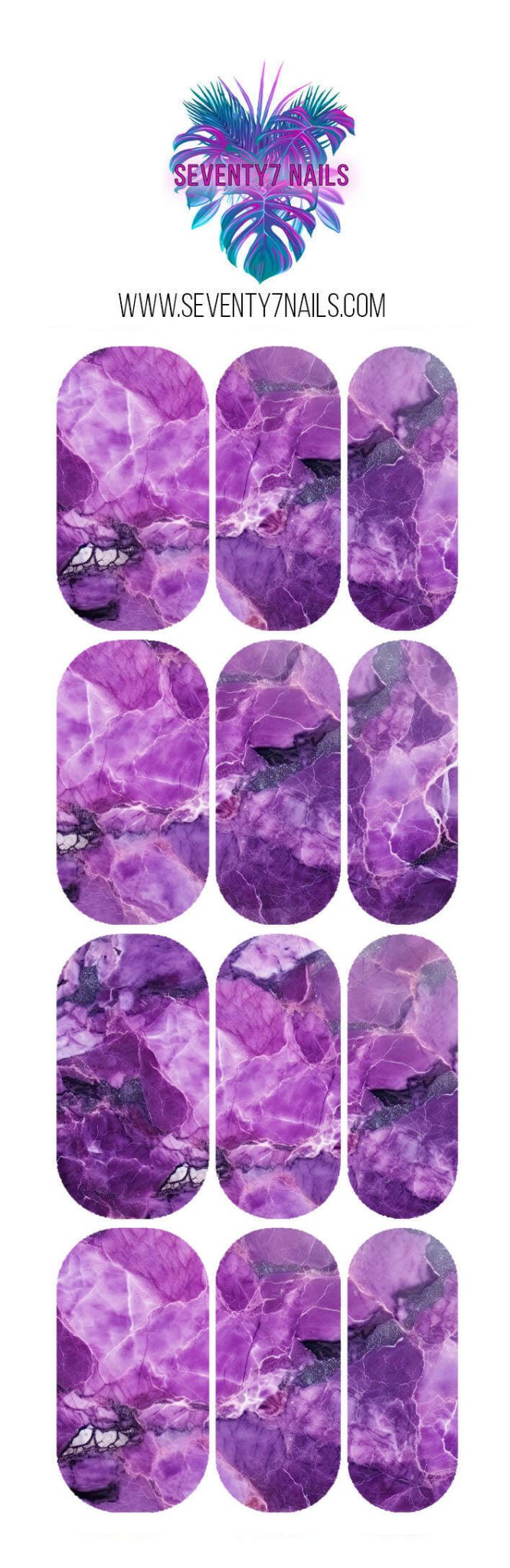 Waterslide Nail Decals - Amethyst - Seventy7 Nail Decals