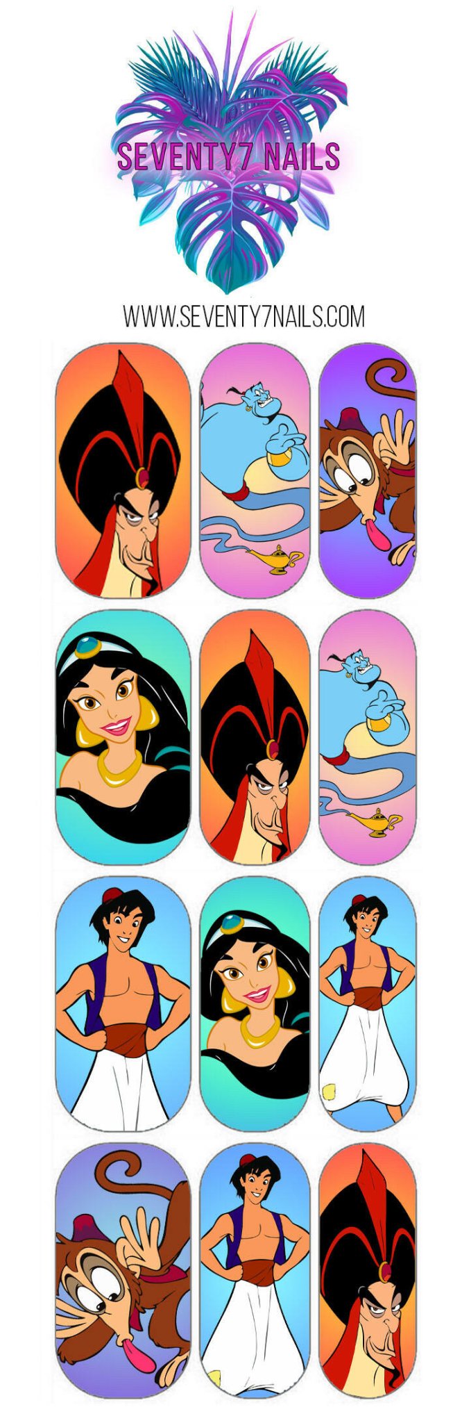 Waterslide Nail Decals - Arabian Prince - Seventy7 Nail Decals