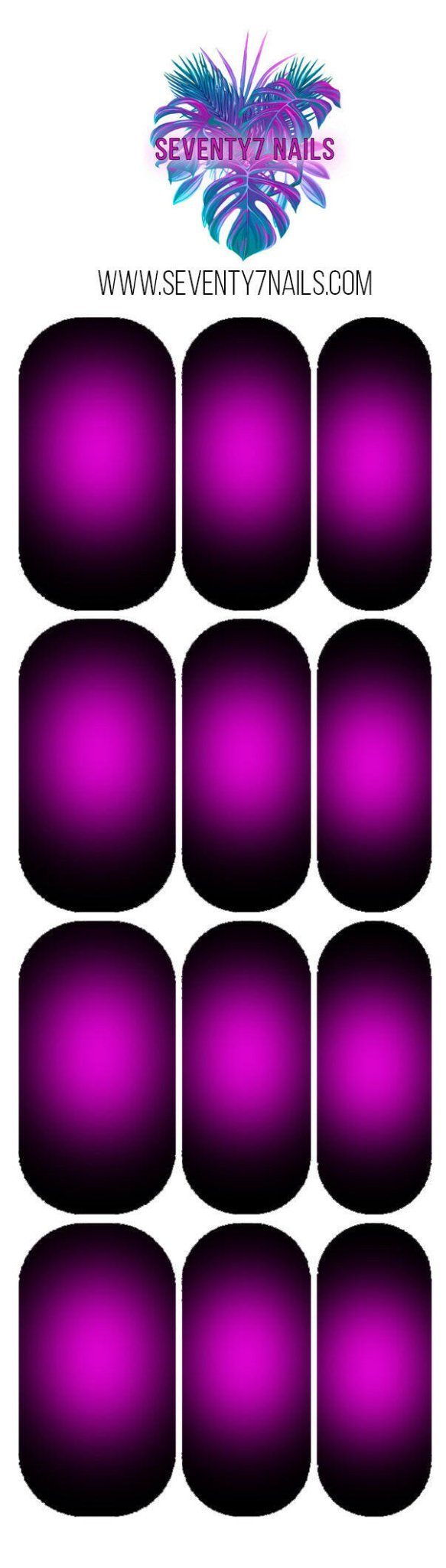 Waterslide Nail Decals - Aura - Pink on Black - Seventy7 Nail Decals