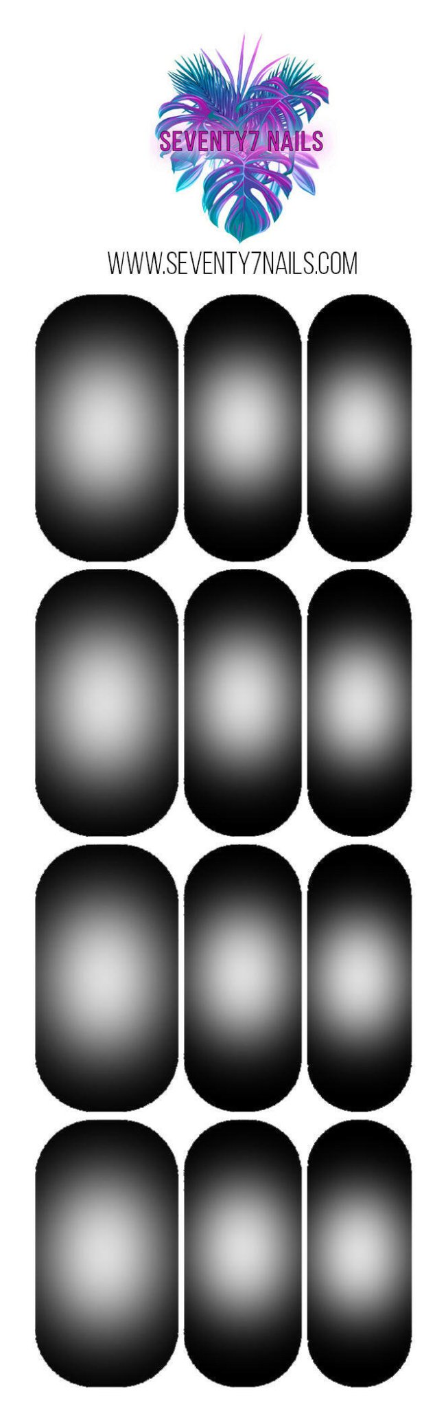 Waterslide Nail Decals - Aura - White on Black - Seventy7 Nail Decals