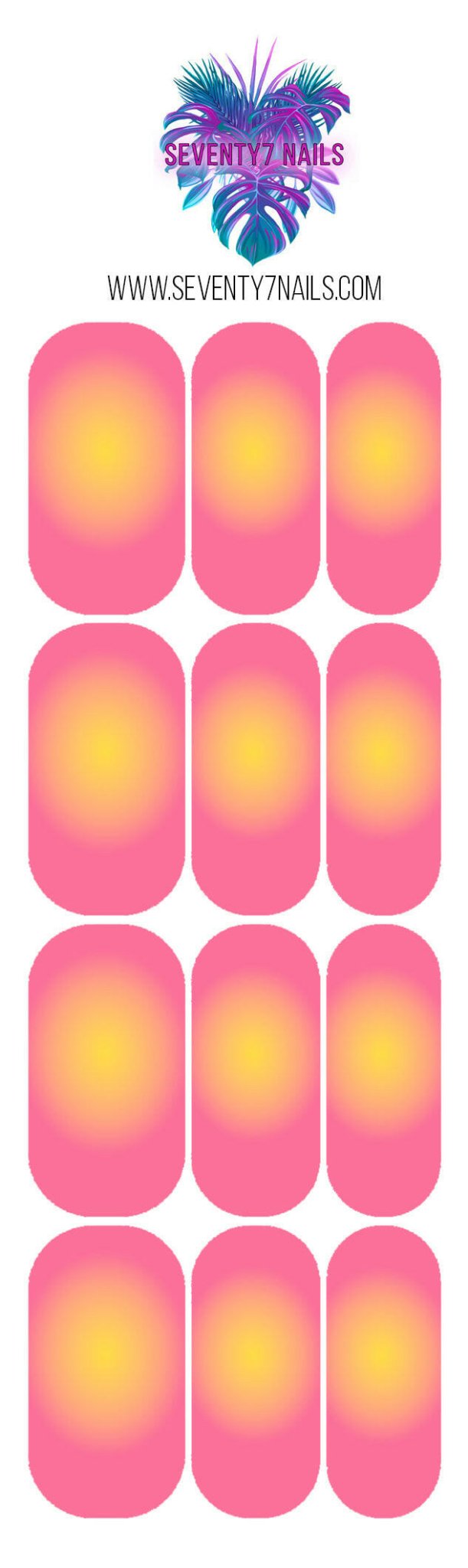 Waterslide Nail Decals - Aura - Yellow on Coral - Seventy7 Nail Decals