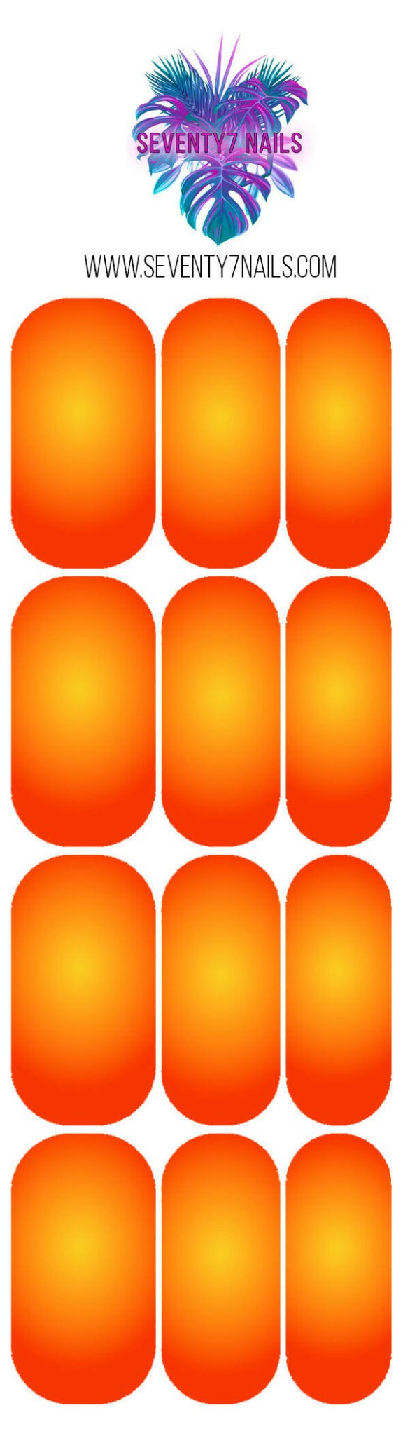 Waterslide Nail Decals - Aura - Yellow on Orange - Seventy7 Nail Decals