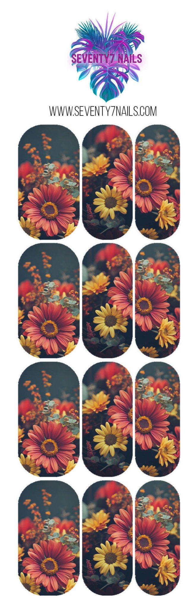 Waterslide Nail Decals - Autumn Bouquet - Seventy7 Nail Decals