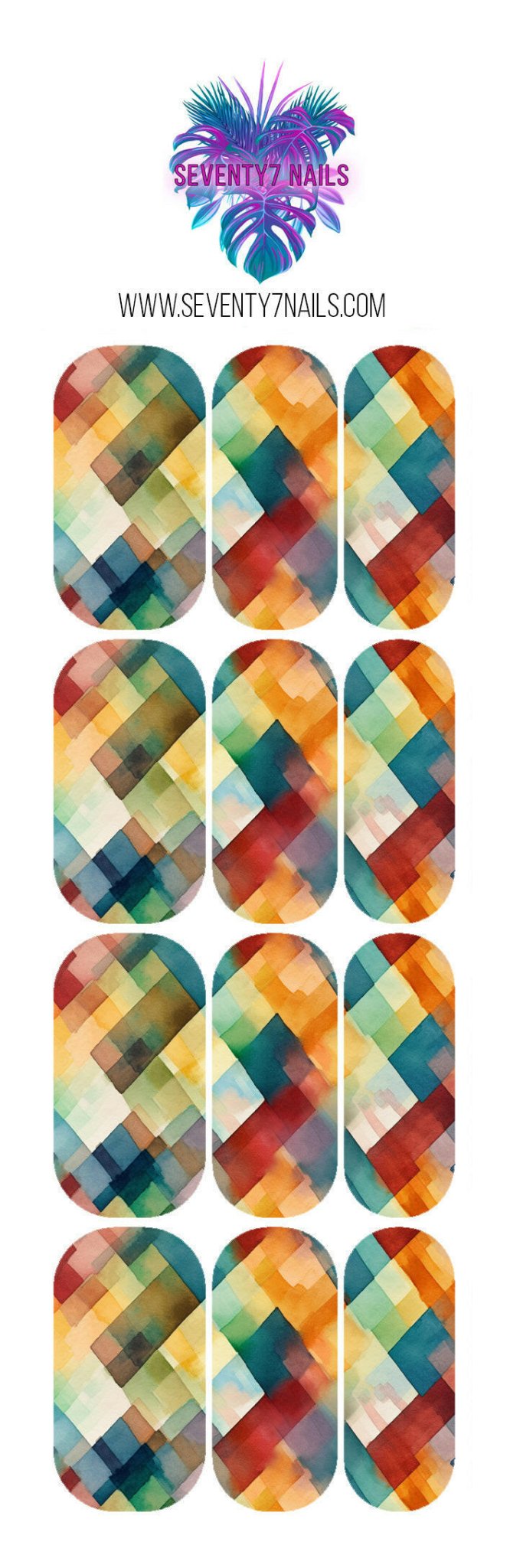 Waterslide Nail Decals - Autumn Plaid - Seventy7 Nail Decals