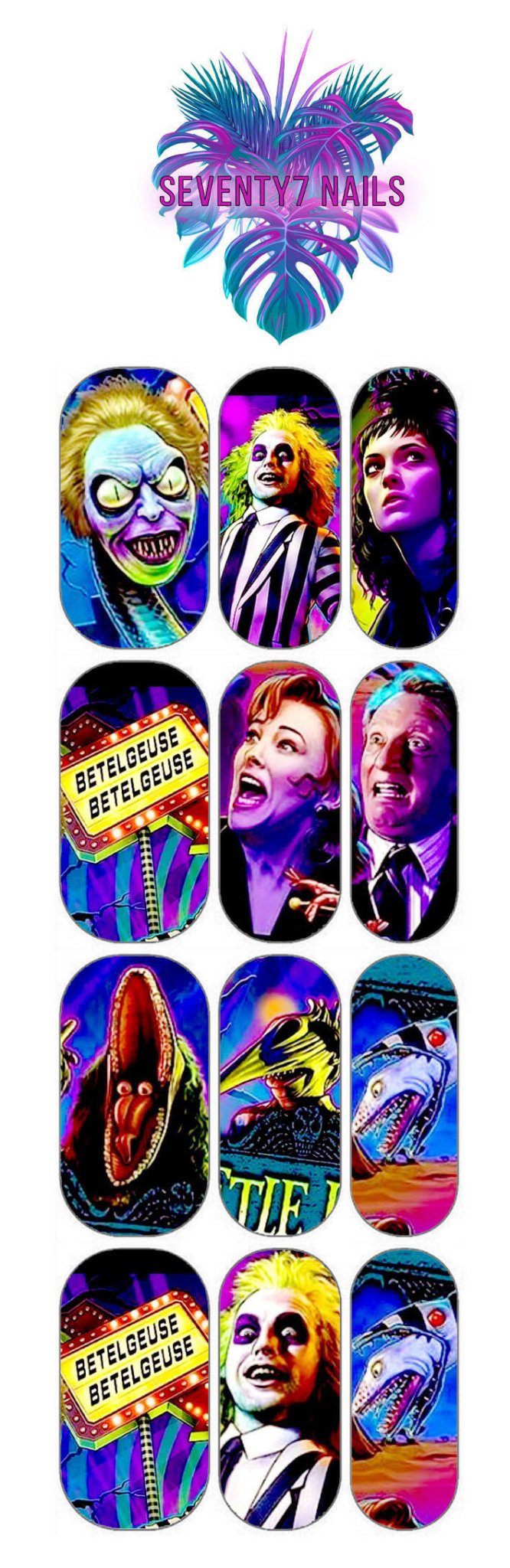 Waterslide Nail Decals - Beetlejuice - Seventy7 Nail Decals