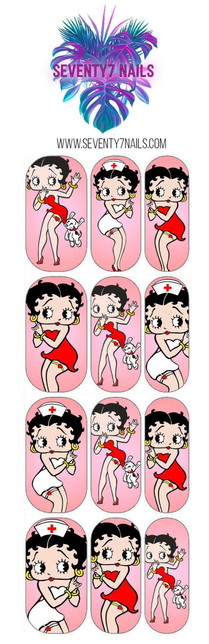 Waterslide Nail Decals - Betty Boop - Seventy7 Nail Decals