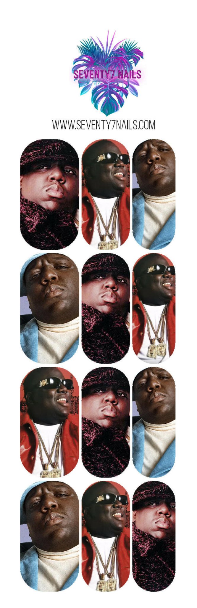 Waterslide Nail Decals - Biggie - Seventy7 Nail Decals
