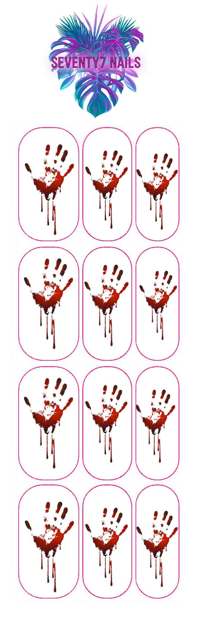 Waterslide Nail Decals - Bloody Handprints - Seventy7 Nail Decals