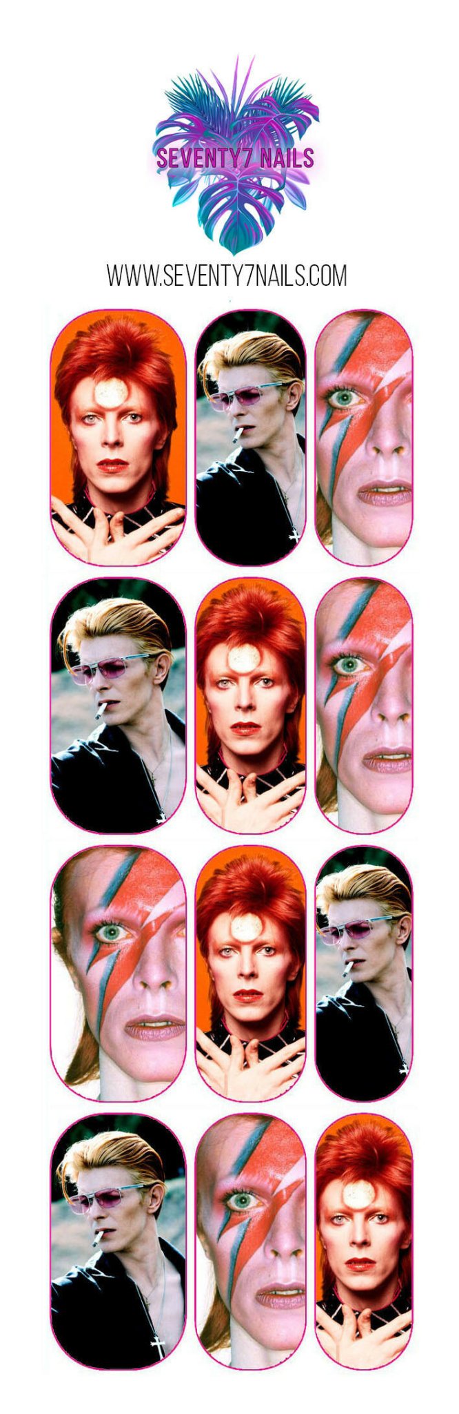 Waterslide Nail Decals - Bowie - Seventy7 Nail Decals