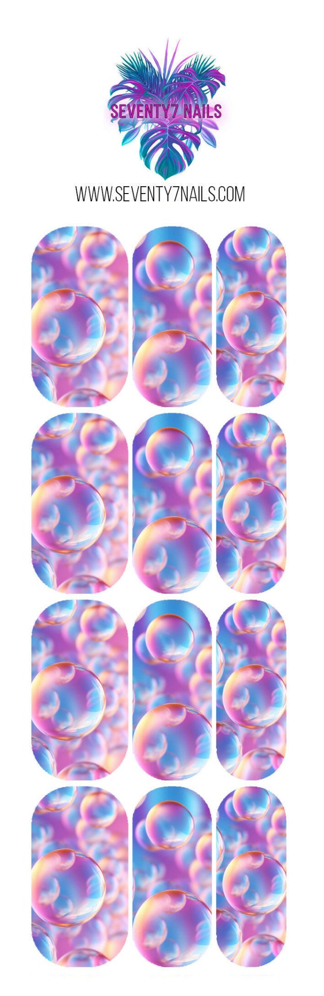 Waterslide Nail Decals - Bubbly - Seventy7 Nail Decals