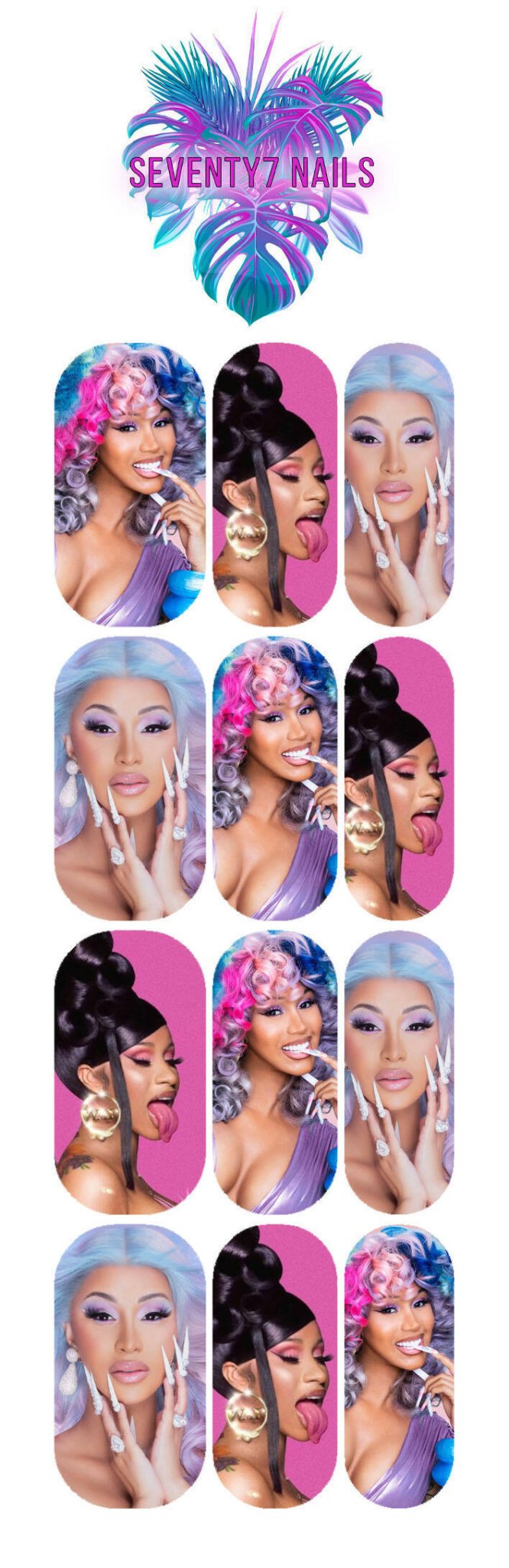 Waterslide Nail Decals - Cardi B - Seventy7 Nail Decals