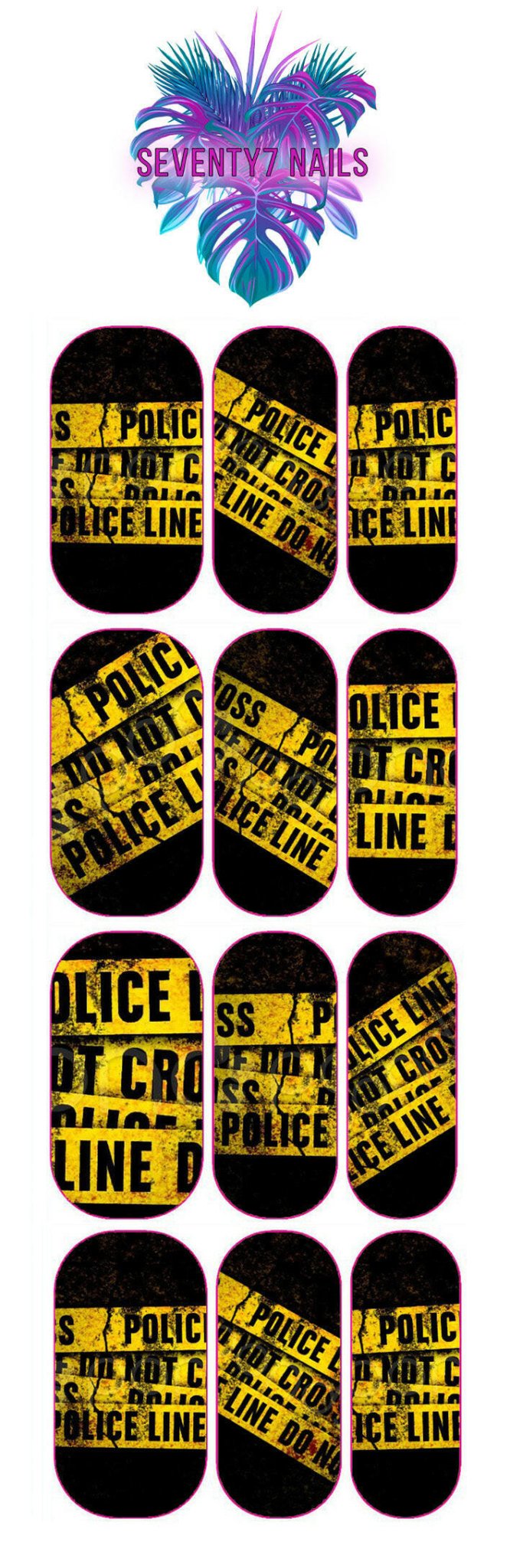 Waterslide Nail Decals - Caution Tape - Seventy7 Nail Decals