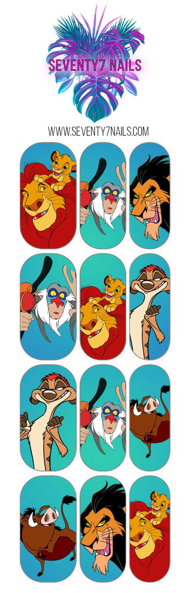 Waterslide Nail Decals - Circle of Life - Seventy7 Nail Decals
