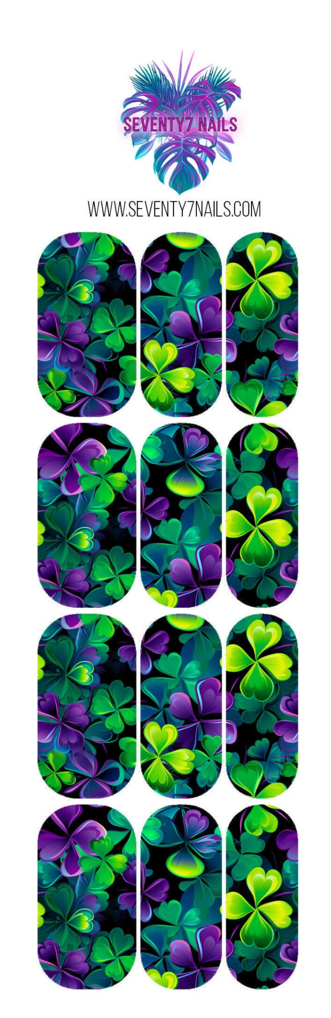 Waterslide Nail Decals - Clovers - Seventy7 Nail Decals