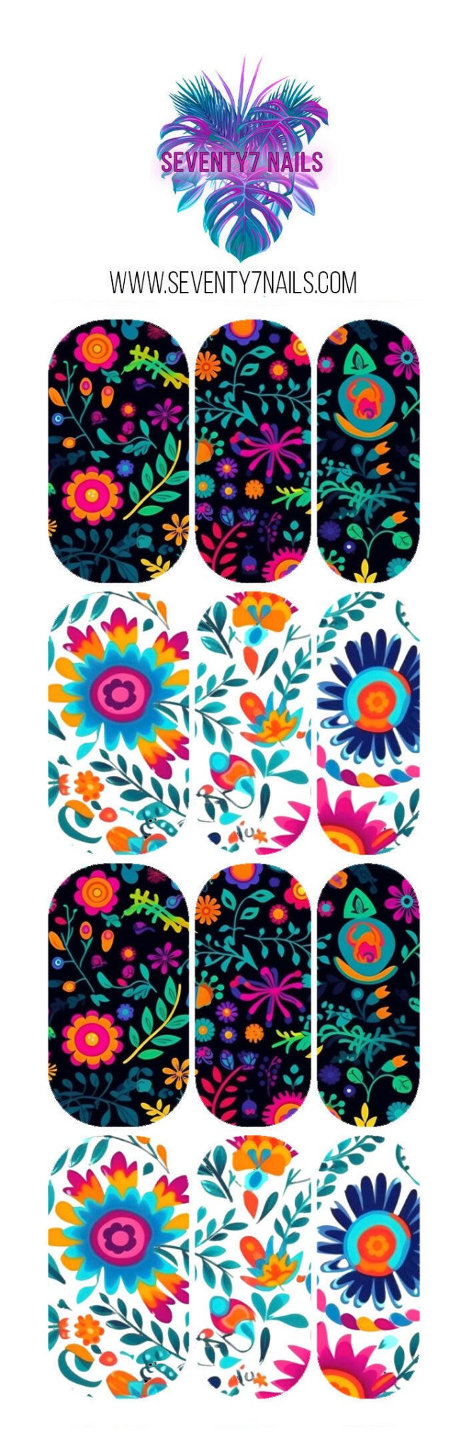 Waterslide Nail Decals - Como La Flor - Seventy7 Nail Decals
