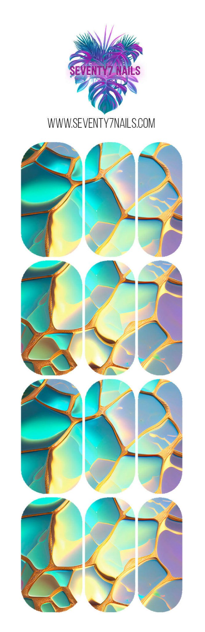 Waterslide Nail Decals - Cracked Opal - Seventy7 Nail Decals