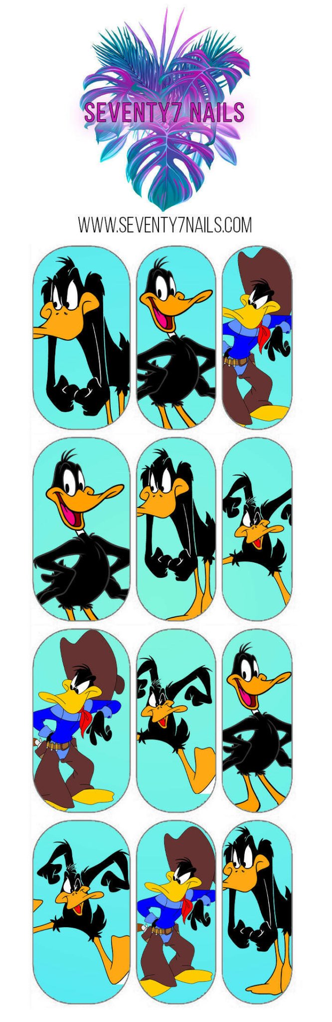 Waterslide Nail Decals - Crazy Duck - Seventy7 Nail Decals