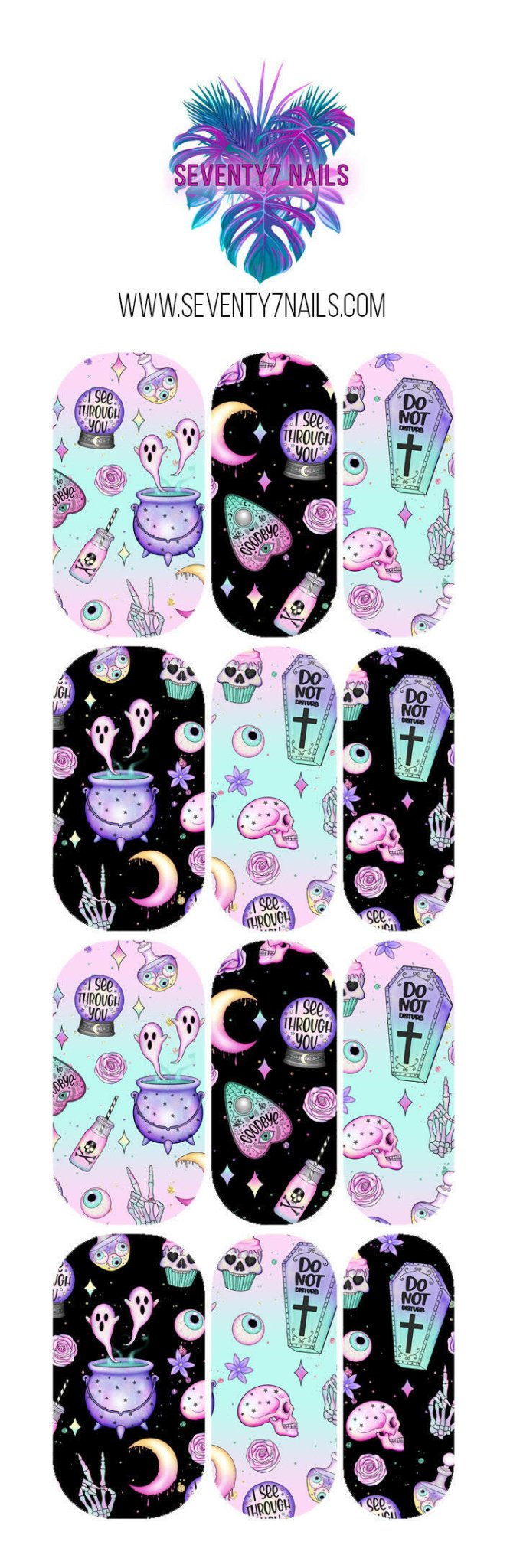 Waterslide Nail Decals - Cute & Creepy - Seventy7 Nail Decals