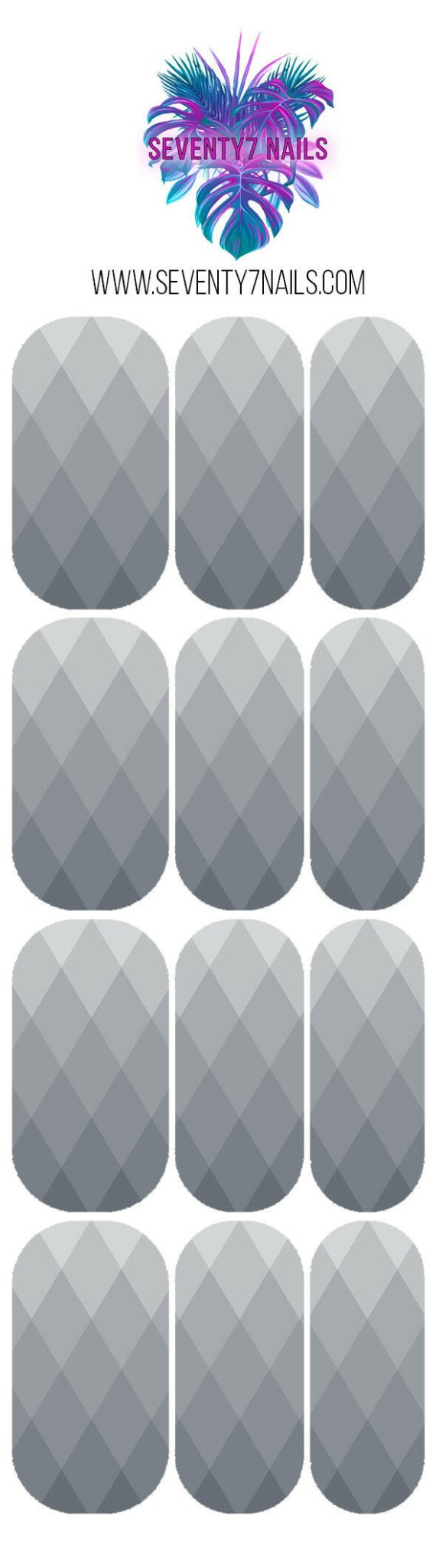 Waterslide Nail Decals - Diamond Ombre Gray - Seventy7 Nail Decals