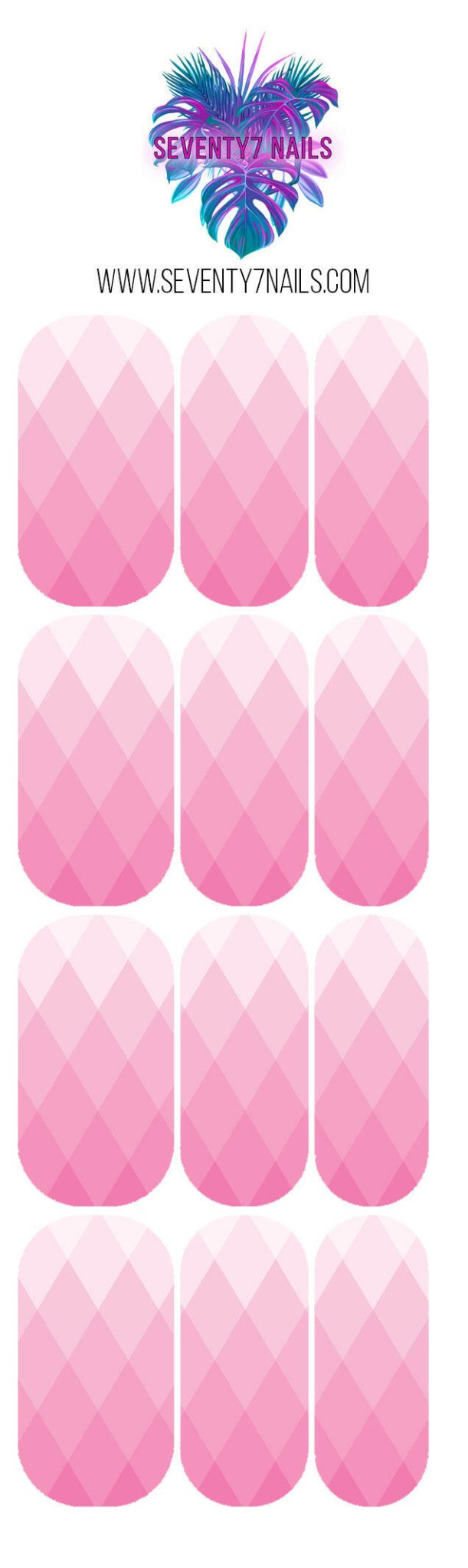 Waterslide Nail Decals - Diamond Ombre Pink - Seventy7 Nail Decals
