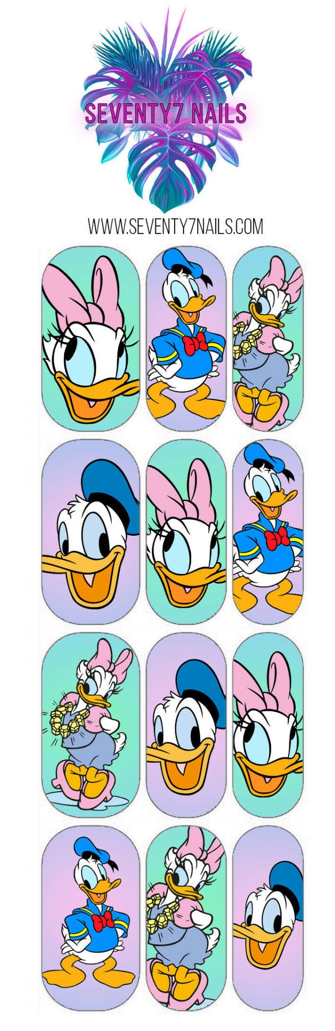Waterslide Nail Decals - Duck Love - Seventy7 Nail Decals