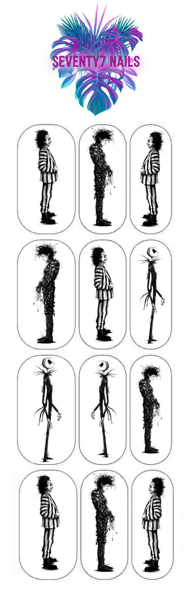 Waterslide Nail Decals - Ed Jack & Beetlejuice - Seventy7 Nail Decals