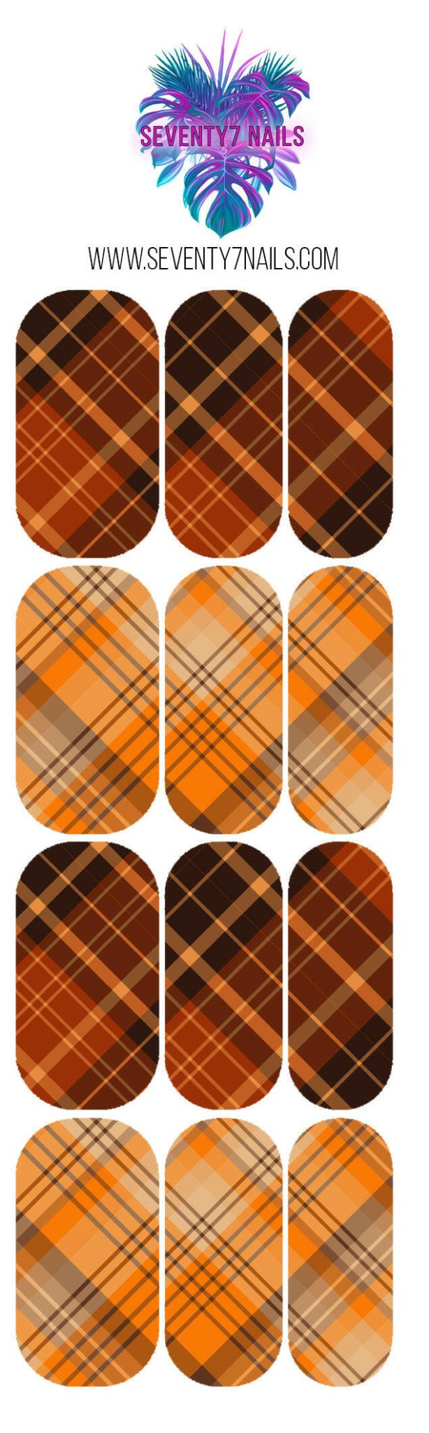Waterslide Nail Decals - Fall Plaid - Seventy7 Nail Decals