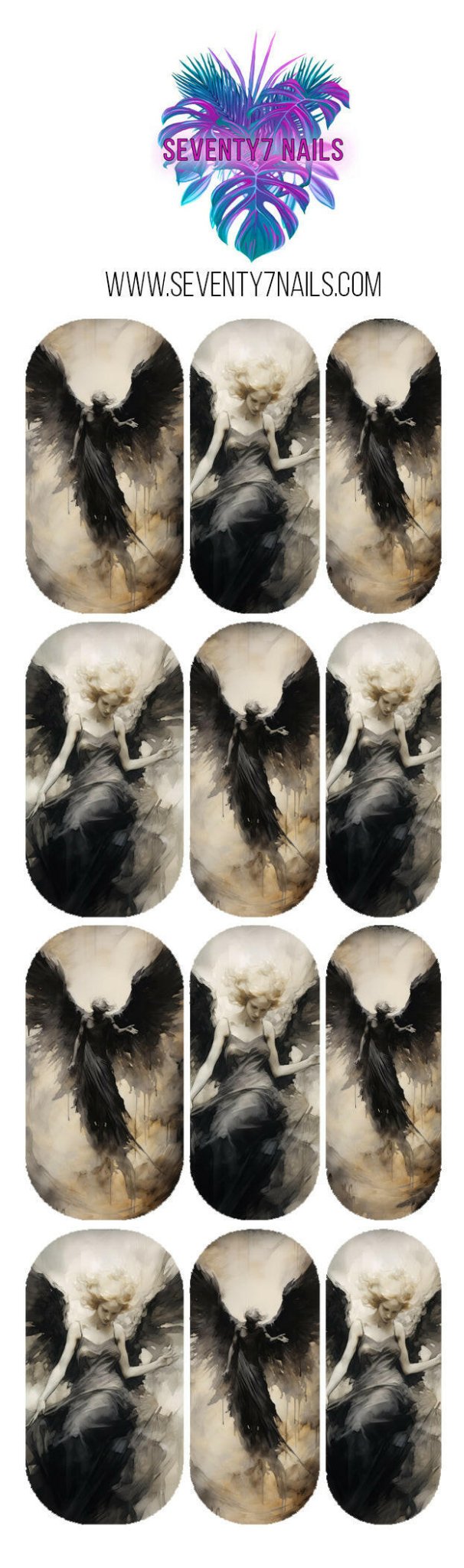 Waterslide Nail Decals - Fallen Angel - Seventy7 Nail Decals