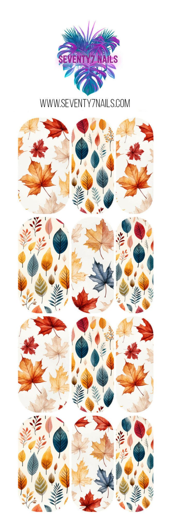 Waterslide Nail Decals - Falling Leaves - Seventy7 Nail Decals