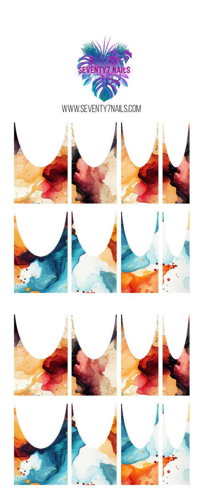 Waterslide Nail Decals - French Cut - Autumn Ink - Seventy7 Nail Decals