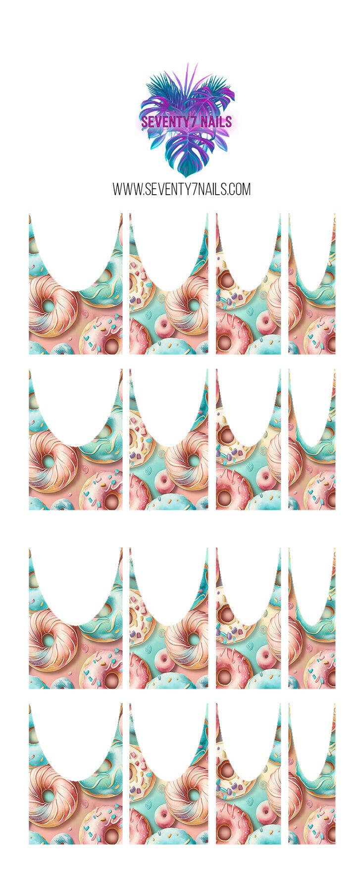 Waterslide Nail Decals - French Cut - Donuts - Seventy7 Nail Decals