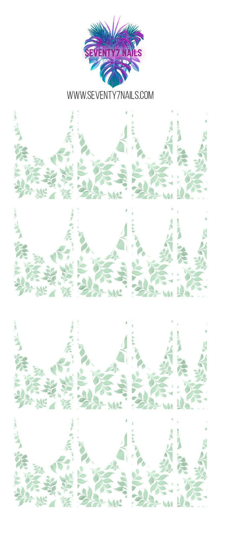 Waterslide Nail Decals - French Cut - Ferns - Seventy7 Nail Decals