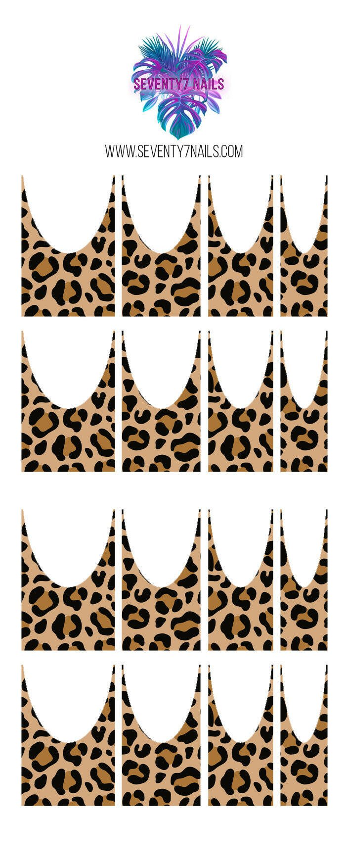 Waterslide Nail Decals - French Cut - Leopard - Seventy7 Nail Decals