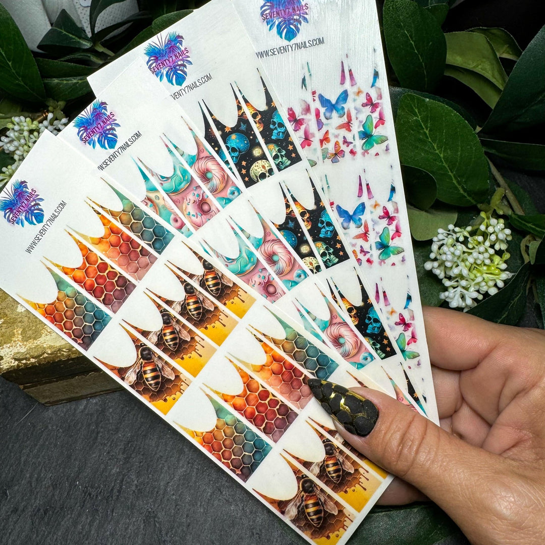 Waterslide Nail Decals - French Cut - Leopard - Seventy7 Nail Decals